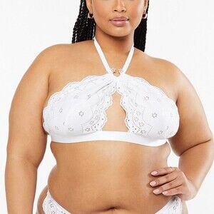 New Savage X Fenty White Lace Halter Bralette 3x